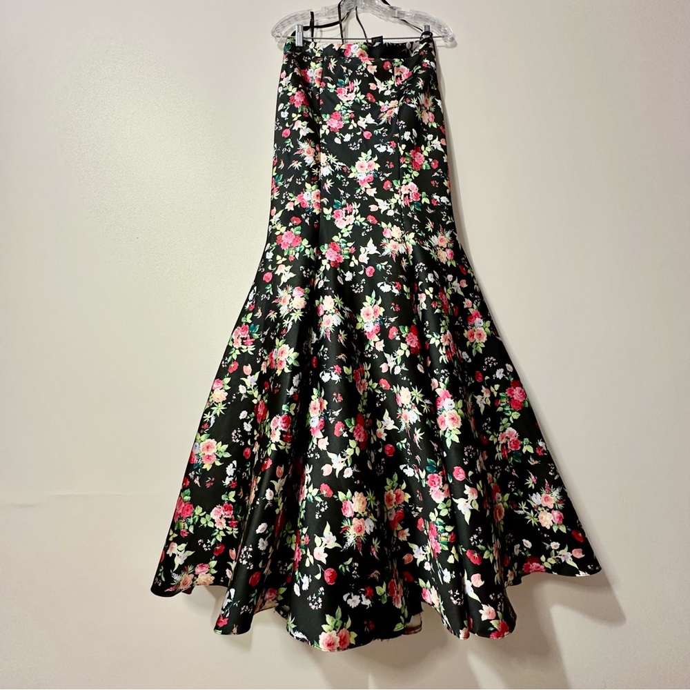 Dave & Johnny Formal Mermaid Floral Black Maxi Formal 4 Prom Skirt Size 3/4